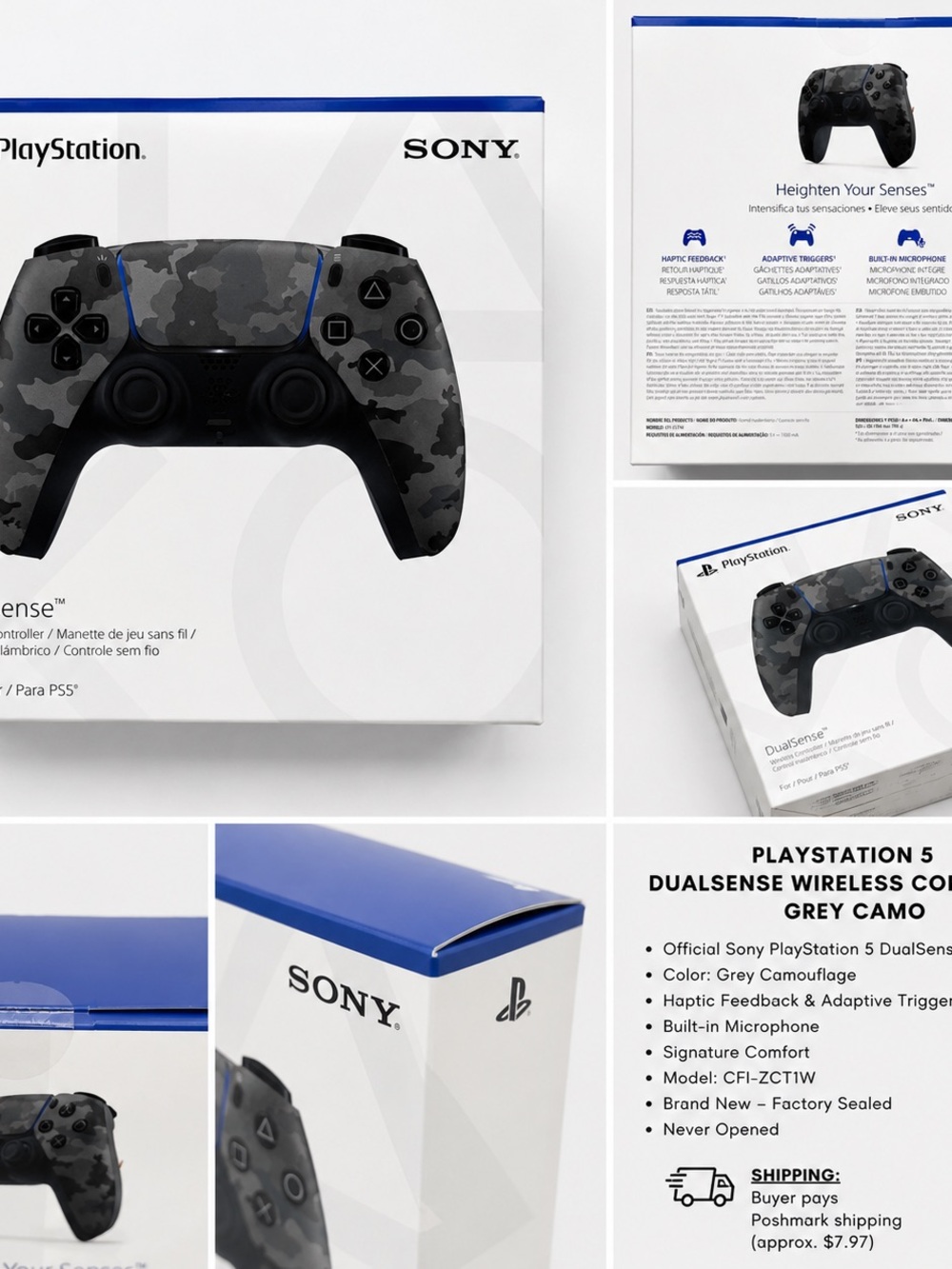 NEW PlayStation 5 DualSense Wireless Controller Grey Camo PS5